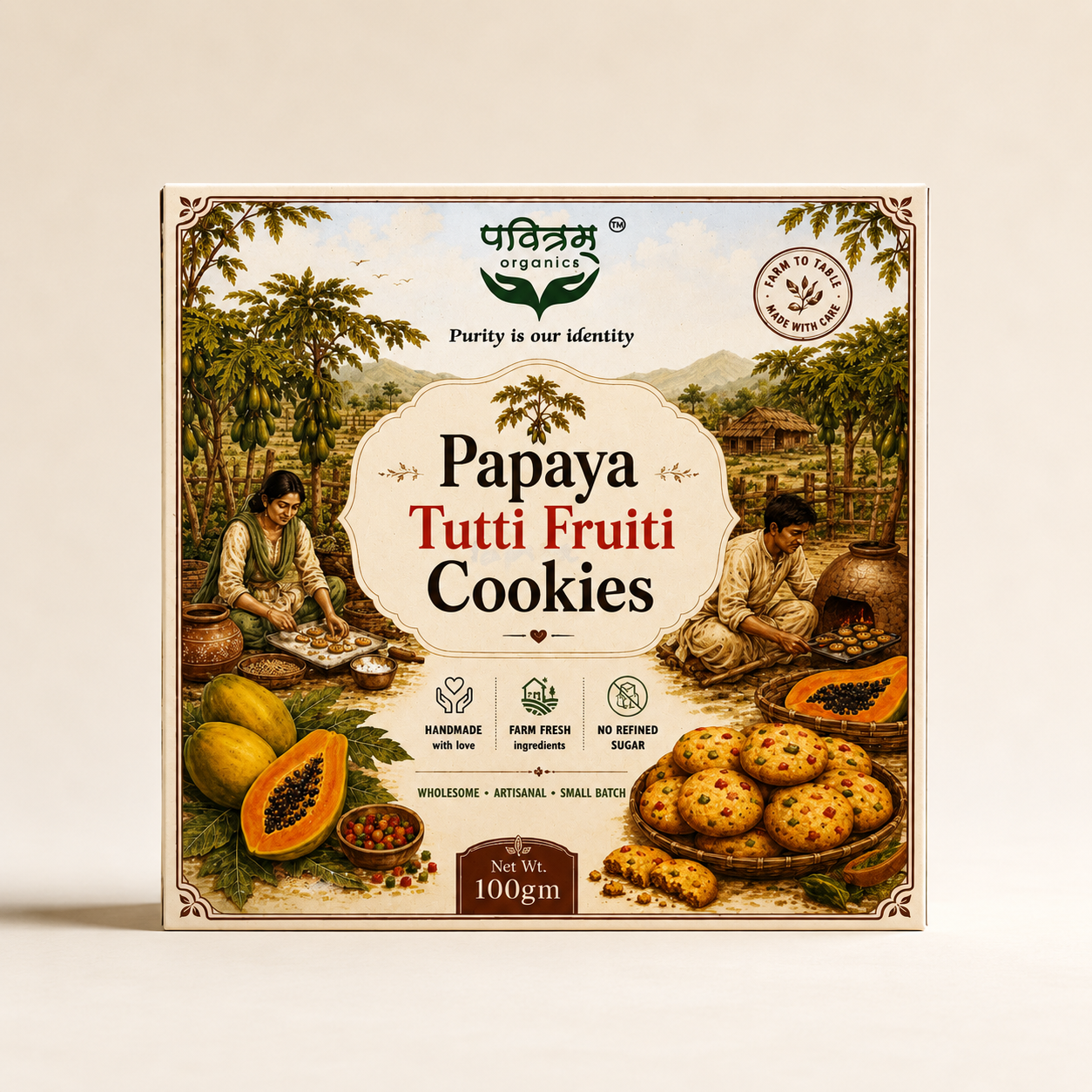 Pavitram Organics Tooti-Frooti Papaya Cookies